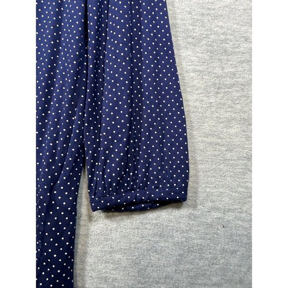 Lands End‎ Womens Polka Dot Long Sleeve Blouse Navy Blue Size L - Picture 4 of 6